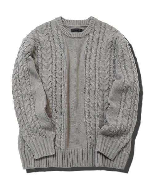 ケーブルクルーニット | ニット クルーネック セーター メンズ 洗える ニットセーター ウォッシャブル トップス 黒 白 秋 秋服 秋物 冬 冬服 冬物 春 春服 春物